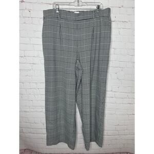 Eloquii Black White Herringbone Wide Leg Plaid Pants Womens Plus Size 16 Office
